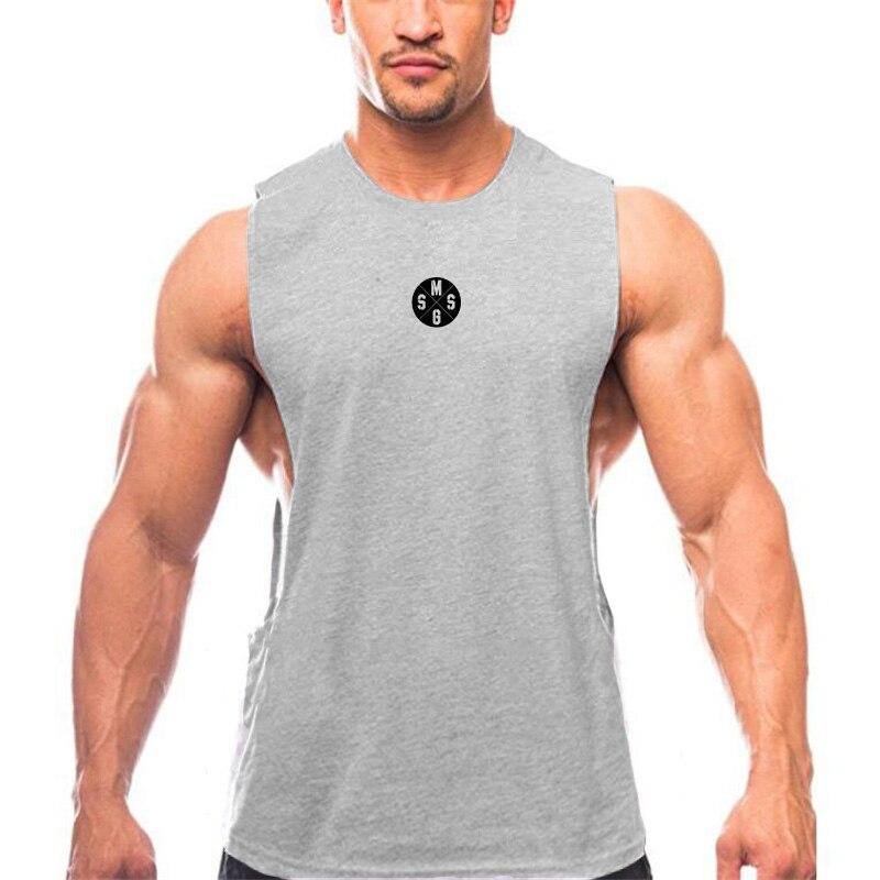 Men's side dug large slit sleeveless fitness vest