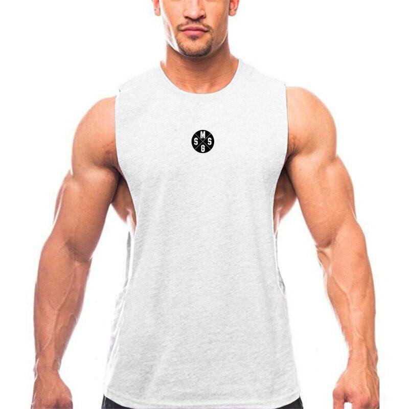 Men's side dug large slit sleeveless fitness vest