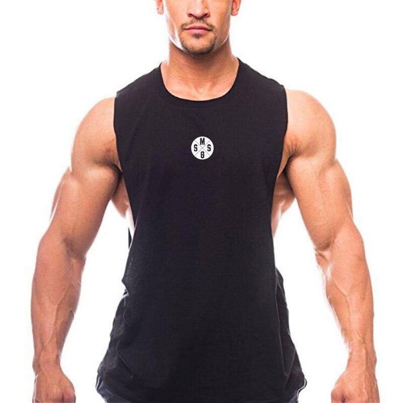 Men's side dug large slit sleeveless fitness vest